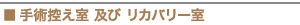 手術控え室 及び リカバリー室